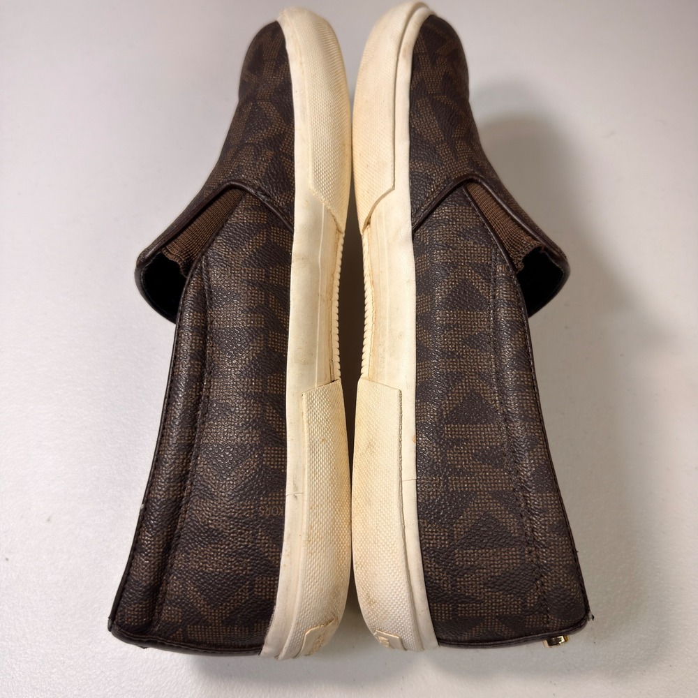 Michael Kors Keaton Slip On Sneakers Brown Monogram Logo Loafers Size 9M - Picture 9 of 10